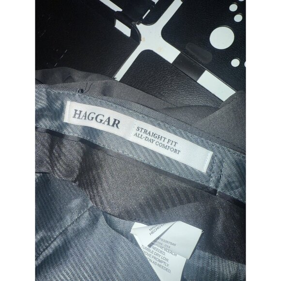 Haggar Mens 34x32 Straight Fit Gray Dress Pants All-Day Comfort Flat Front - Picture 7 of 9